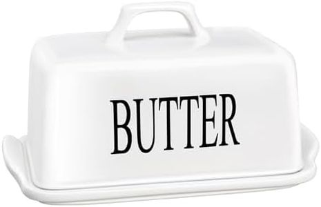 KAIBARE Large Butter Dish for Canadian 1 LB of Butter, Porcelain Butter Keeper with Handle Lid Fit a Whole Pound Block of Butter, Ceramic Butter Storage for Countertop, Butter Container, Color: White