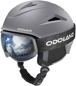 Odoland Snowboard Helmet, Ski Helmet with Ski Goggles for Adults, Durable PC Shell & EPS Foam, Safety Snow Helmets Goggles for Men Women Youth, Gray, L