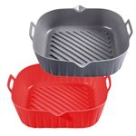 Golden Associate Air Fryer Silicone Liners Square 8 Inches 2 Pcs, Non-Stick Food-Grade Reusable Basket Silicone Pot Baking Tray Airfryer Accessories