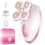 Electric Razors for Women - Painless Body Shavers for Sensitive Skin - 4 in 1 Cordless Lady Trimmer for Women's Leg, Bikini and Face - Waterproof Wet/Dry Hair Remover Kit, Rechargeable, Pink