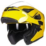 ILM Motorcycle Dual Visor Flip up Modular Full Face Helmet DOT with 7 Colors (M, YELLOW)