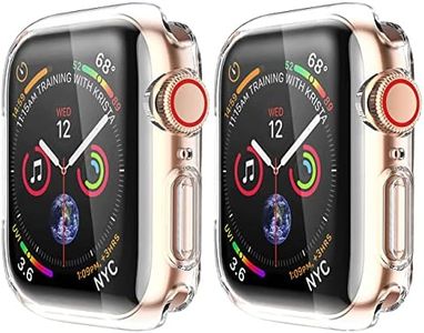 [2 Pack] HANKN 44mm Clear Case for Apple Watch Series 6 5 4 Se Screen Protector Case 44mm, Soft TPU Full Coverage Shockproof Iwatch Cover Bumper (44mm, Clear+Clear)