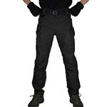 zuoxiangru Men's Tactical Combat Military Trousers, Outdoor Work Cargo Casual Pants Cotton Workwear Trousers (Black, Tag L)