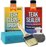 Teak Cleaner & Teak Sealer & Teak Oil for Wood Outdoor Furniture, Boats & Indoor Furniture w/Brightener Pack Shower Stool Restoration & Restorer Kit Clean & Bright Stains Seal Finish