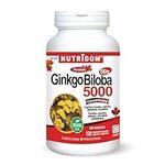 Nutridom Ginkgo Biloba Extract, 50x Concentrate, 100 mg (5,000 mg QCE) - Ginkgo Leaf Supplement for Memory, Brain Cognitive Function & Peripheral Circulation Support | Non-GMO, Gluten Free, Vegetable Capsules (120 Count)