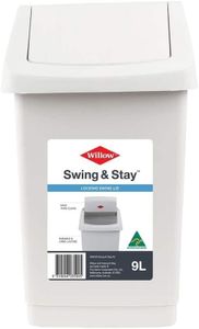 Willow Swing and Stay Bin, 9 Litre Capacity, White/Charcoal