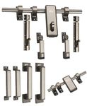 Chitra Dice Series Zinc Alloy Heavy Double Door Fitting Accessories Full Set/Kit (1 Aldrop, 1 Latch, 4 Handles, 2 Tower Bolt and 2 Door Stopper) (12 Inch, Black Silver)