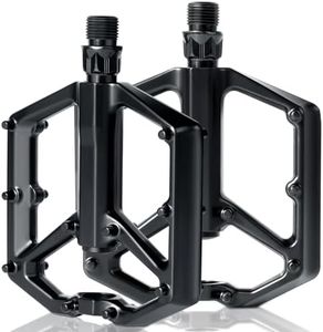 Mtb Pedals, Romon Bicycle Pedals Aluminium and Sealed Bearing, CNC Machined Flat Pedals with Removable Non-Slip Nails for Beginners, Road Bikes, City Bikes