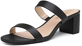 DREAM PAIRS Women's Dhs213 Two Strap Open Toe Low Block Chunky Heels Sandals Dress Pumps Shoes, Black Pu, Size 9