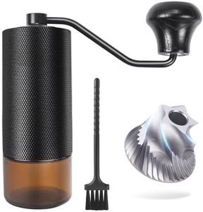 TRINIDa Manual Coffee Grinder, Premium 420 SUS CNC 38mm Burr Coffee Bean Grinder with Visible Glass Bin, Adjustable Small Burr Coffee Bean Grinders for Camping and Travelling