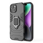 Glaslux Defender Case | Rotating Ring Holder | Military Grade Armor | Bumper Back Cover for iPhone 15 Plus (Black)