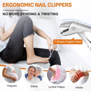 DRMODE Nail Clippers for Thick Nails – Wide Opening, Angled Head, Heavy Duty Trimmer for Seniors, Men & Women