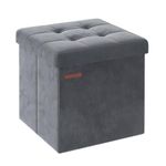 SONGMICS Storage Ottoman, Foldable Small Ottoman Foot Rest, 38 x 38 cm Foot Stool, Ottoman with Storage, Load up to 300 kg, for Living Room, Bedroom, Dorm, Slate Grey LSF227G51