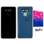 NuFix Replacement for LG G6 Back Glass Replacement with Camera lens Fingerprint Back battery door panel housing Original color and Shape with pre installed Camera lens Fingerprint sensor & Adhesive H873 LGH873 Black