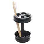 iDesign Olivia Metal Toothbrush Holder Stand for Vanity Countertops in Master, Guest, and Kids' Bathrooms - Matte Black