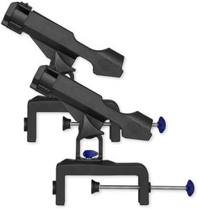 ZENFUN 2 Pack Fishing Boat Rods Holder, 360 Degree Rotation Adjustable Fishing Rods Racks, Large Clamp Opening Folding Rod Holder for Canoe, Kayaks, Easy Installation, Bonus Screws