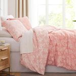 SouthShore FINE LINENS Perfect Paisley Collection - Premium Quality, Soft, Wrinkle, Fade, & Stain Resistant, Easy Care, Oversized Duvet Cover Set, Full / Queen, Coral Haze