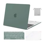 MOSISO Compatible with MacBook Air 13 inch Case 2022, 2021-2018 Release A2337 M1 A2179 A1932, Plastic Hard Shell&Keyboard Cover&Screen Film&Storage Bag for MacBook Air 13.3 inch Case, Midnight Green