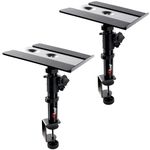 Tlingt Support Studio Monitor and Speaker Stand Pair, Clamp-on Desk Speaker Stand, 24x22.5cm Heavy Duty Metal Tray at +10° to -10° Tilte Angle for Monitor Speakers, Bookshelf Speakers, Laptops, 2 Pack