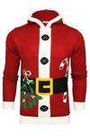 Xact Men's Novelty Hooded Christmas Jumper (Santa - Red) XL