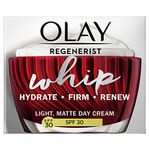 Olay Regenerist Whip Light As Air Anti-Ageing Moisturiser For Firmer Skin With SPF30, Hyaluronic Acid, 50 Ml