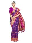 MANOHARI Women's Most Trendy Banarasi Woven Purple with Pink Saree With Heavy Jacquard Work Saree With Blouse Piece