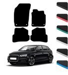 GCM - Car Floor Mats for Audi A1 2010-2019 Full Coverage Floor Protection - Anti Slip & Fit Car Mat with Clips Easy to Clean Car Carpet for All-Weather- Black Edging, Carpet