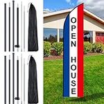 Gisafai 2 Sets Feather Flag Pole Kit Swooper Flutter Flag Hardware 7 ft Pole Banner Hardware Kits with Ground Stake and Bag for Business Advertising Outside