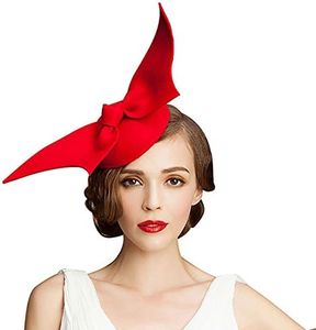 Lawliet Handmade Wool Felt Women Angel Wings Fascinator Hat Cocktail Party Show A194, Red, One Size