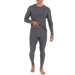 Fruit of the Loom Men's Recycled Waffle Thermal Underwear Set (Top and Bottom) Pajama, Greystone Heather, Large