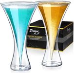 Dragon Glassware Martini Glasses, Clear Double Wall Insulated Cocktail Glass, Unique and Futuristic Drinkware, Keeps Drinks Cold Longer, 8 oz Capacity, Set of 2