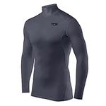 TCA Boys' HyperFusion Compression Base Layer Top Long Sleeve Under Shirt - Mock Neck - Mock/Crew Neck - Graphite Mock Neck, 12-14 Years