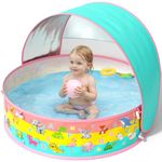 Baby Paddling Pool with Sun Shade UPF50+, Portable Pop up Beach Tent with Carry Bag, 4 in 1 Baby Pool with UV Sun Shelter Canopy, Summer Essentials for Beach Holiday Camping Picnics Travel