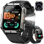 Military Smart Watch for Men(Answer/Make Calls),2.01"Fitness Watch with Compass/Flashlight/100 Days Battery/Heart Rate/SpO2/Sleep Monitor/100+ Sports/IP68 Waterproof,Outdoor Smartwatch for Android iOS