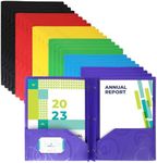 Darice 2-Pocket Plastic Folders, 24-Pack, Folder with Pockets, 3-Prong Colored File Folder Letter Size with Business Card Slot, Prongs for Document Organization - Back to School Supplies