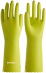 wahoo PVC Dishwashing Cleaning Gloves, Skin-Friendly, Reusable Kitchen Gloves with Cotton Flocked Liner, Non-Slip, Large