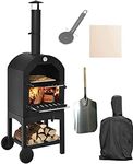 Vintage Gourmet® Outdoor Pizza Oven Set Includes Pizza Oven,Stone,Rain Cover, Pizza Peel & Cutter Garden Outside Barbecues Smoker Charcoal Fired Bread Meat Grill Gourmet Maker Pizza Enthusiast Gift