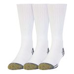 Gold Toe Men's Outlast Crew Socks, 3-Pack, White, Shoe Size: 6-12.5