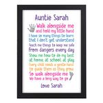 PERSONALISED Auntie Poem Gifts from Niece, Nephew, Auntie, Aunty, Aunt Christmas Present For Her Birthday - PERSONALISED with ANY NAMES - Black or White Framed A5, A4 Prints