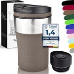 Milu Thermo Mug Insulated Mug Coffee Mug to go - 210ml 100% Leak Proof - Stainless Steel Drinking Mug - Car Mug Double Wall Insulation - Thermo Mug - Travel Mug (Brown)