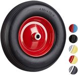 Relaxdays Wheelbarrow Wheel 4.80 4.00-8, Solid Rubber, Steel Rim, Flat-Free Spare Tire, 100kg Capacity, Black