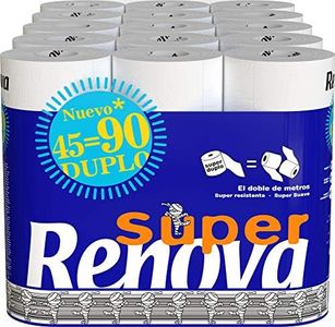 Renova Papel Higiénico Super Duplo | 45 Rollos Dobles equivalentes a 90 Rollos Estándar | Papel Blanco