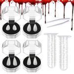 AHDXKUE 4 Pairs Vampire Teeth, Vampire Fangs with 10g Teeth Pellets Adhesive, 4 Sizes Halloween Fake Vampire Teeth Adult for Cosplay Party Props Halloween Party (13mm 15mm 17mm 19mm)