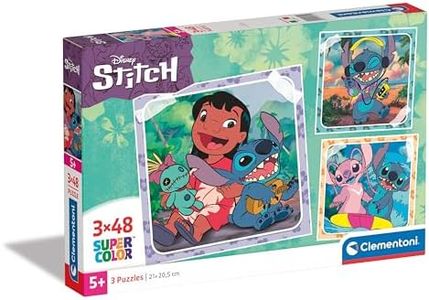 Clementoni Disney Stitch, with 48 Pièces, Supercolor, Puzzle pour Enfants, Fabriqué en Italie, 25321, Multicolor