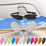 compuda 2 Packs Sunglasses Holder for Car Visor, Genuine Leather Car Sunglass Holder, Glasses Clip for Cars (2, Grey)