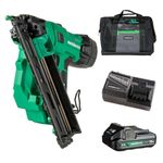 Metabo HPT 18V MultiVolt™ Cordless Finish Nailer Kit, 15 Gauge Angled, Brushless Motor, 700 Nails per Charge, Slim Nose Design, Increased Power, Includes Battery, Charger, & Carrying Bag, NT1865DAA