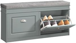 Haotian Grey Storage Shoe Bench wit