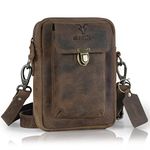 Goatter Genuine Leather Unisex Sling Cross-Body Bag Messenger Bag - Brown