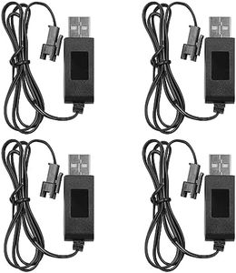 DollaTek Cable de Cargador USB de 4 Piezas para Cargador de batería de Litio de 3,7 V portátil con indicador LED para Coche RC, batería de Repuesto para Coche de Juguete para niños