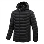 GOPEO 2023 Upgraded Electric Heated Jacket Women Men Heating Warm Hooded Coat 15 Heating Zones Heating Jackets with Hood, Black, Small